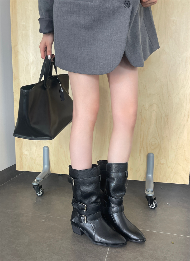 2026-new-pointed-toe-belt-buckle-western-cowboy-boots-chunky-heel-mid-calf-boots-retro-thick-sole-riding-boots-for-women 2026 New Pointed Toe Belt Buckle Western Cowboy Boots Chunky Heel Mid Calf Boots Retro Thick Sole Riding Boots for Women