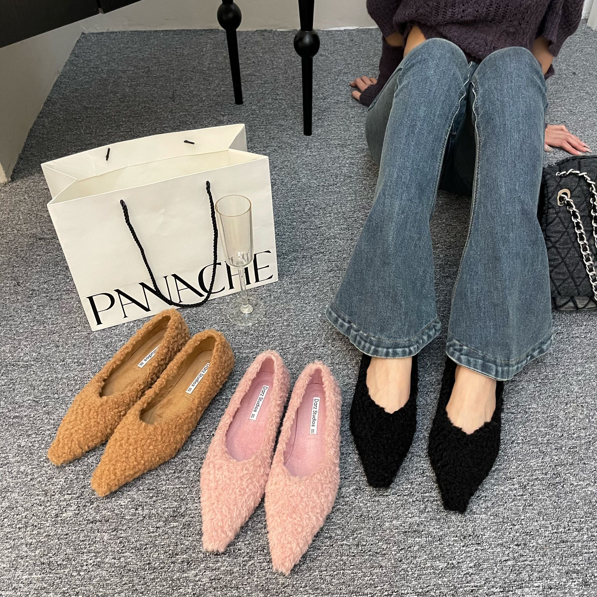 diairiz-womens-autumn-winter-pointed-toe-flat-shoes-with-faux-fur-lining-comfortable-slip-on-loafers DIAIRIZ Women's Autumn Winter Pointed Toe Flat Shoes with Faux Fur Lining, Comfortable Slip-On Loafers