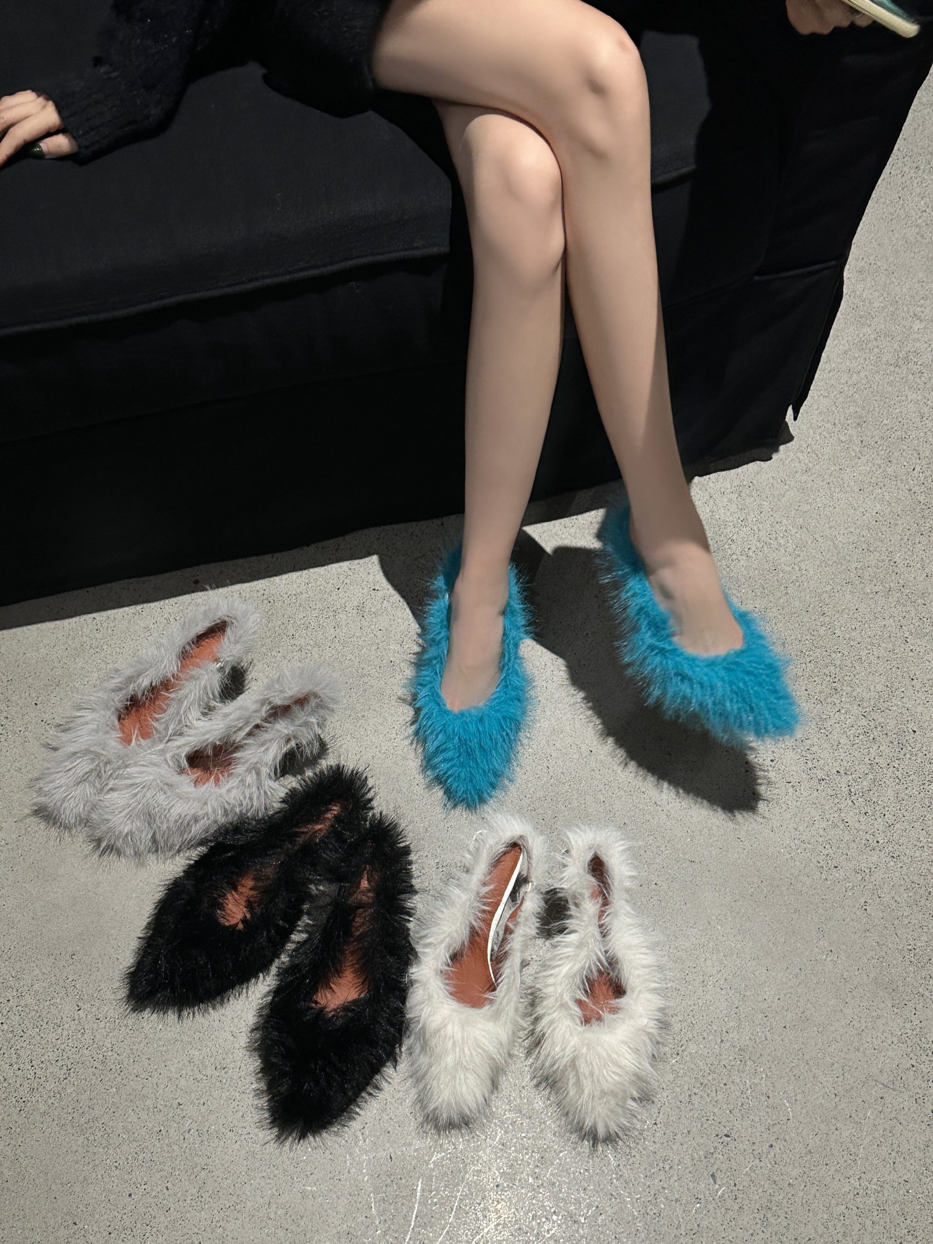 diairiz-womens-felt-high-heel-pointed-toe-shoes-with-faux-fur-backless-design DIAIRIZ Women's Felt High Heel Pointed Toe Shoes with Faux Fur Backless Design