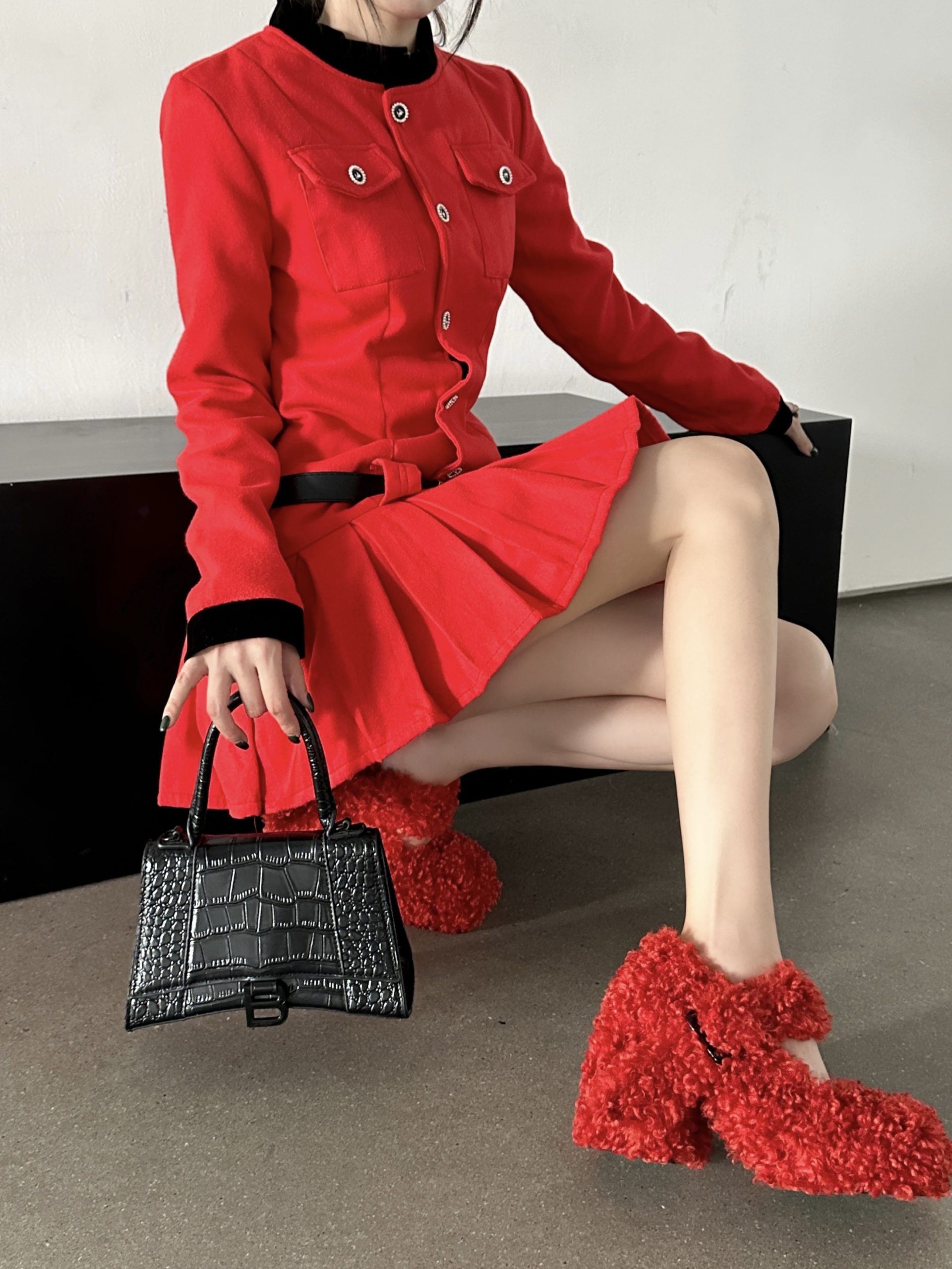 diairiz-womens-mary-jane-platform-chunky-heel-shoes-2024-autumn-round-toe-felt-upper-pu-lining DIAIRIZ Women's Mary Jane Platform Chunky Heel Shoes 2024 Autumn Round Toe Felt Upper PU Lining