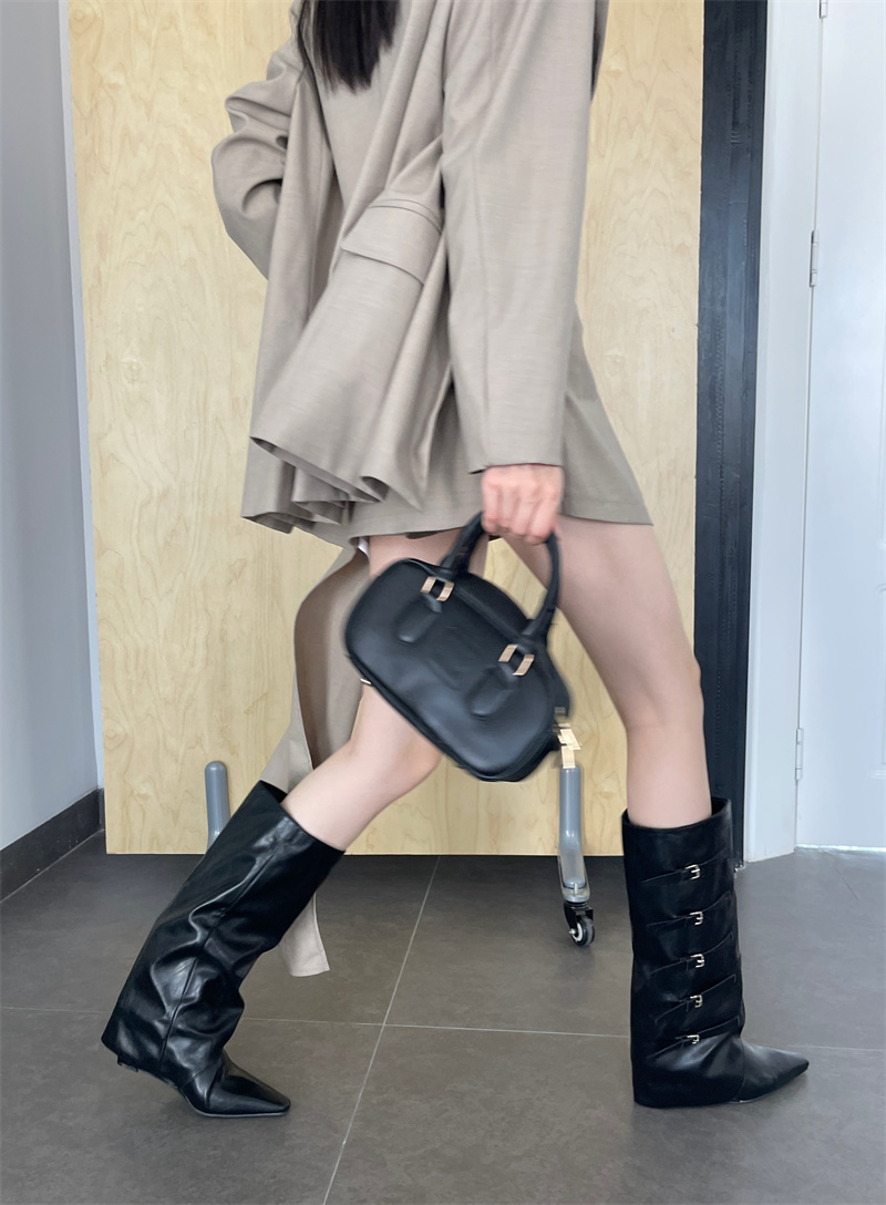 niche-design-french-style-pointed-toe-high-heel-trousers-boots-women-vintage-belt-buckle-long-shaft-wedge-knight-boots_3 Niche Design French Style Pointed Toe High Heel Trousers Boots Women Vintage Belt Buckle Long Shaft Wedge Knight Boots